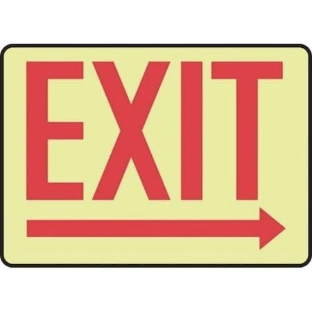 Accuform Exit Sign, Glow Adhesive Poly, 14 in W, 10 in H MADC535GH